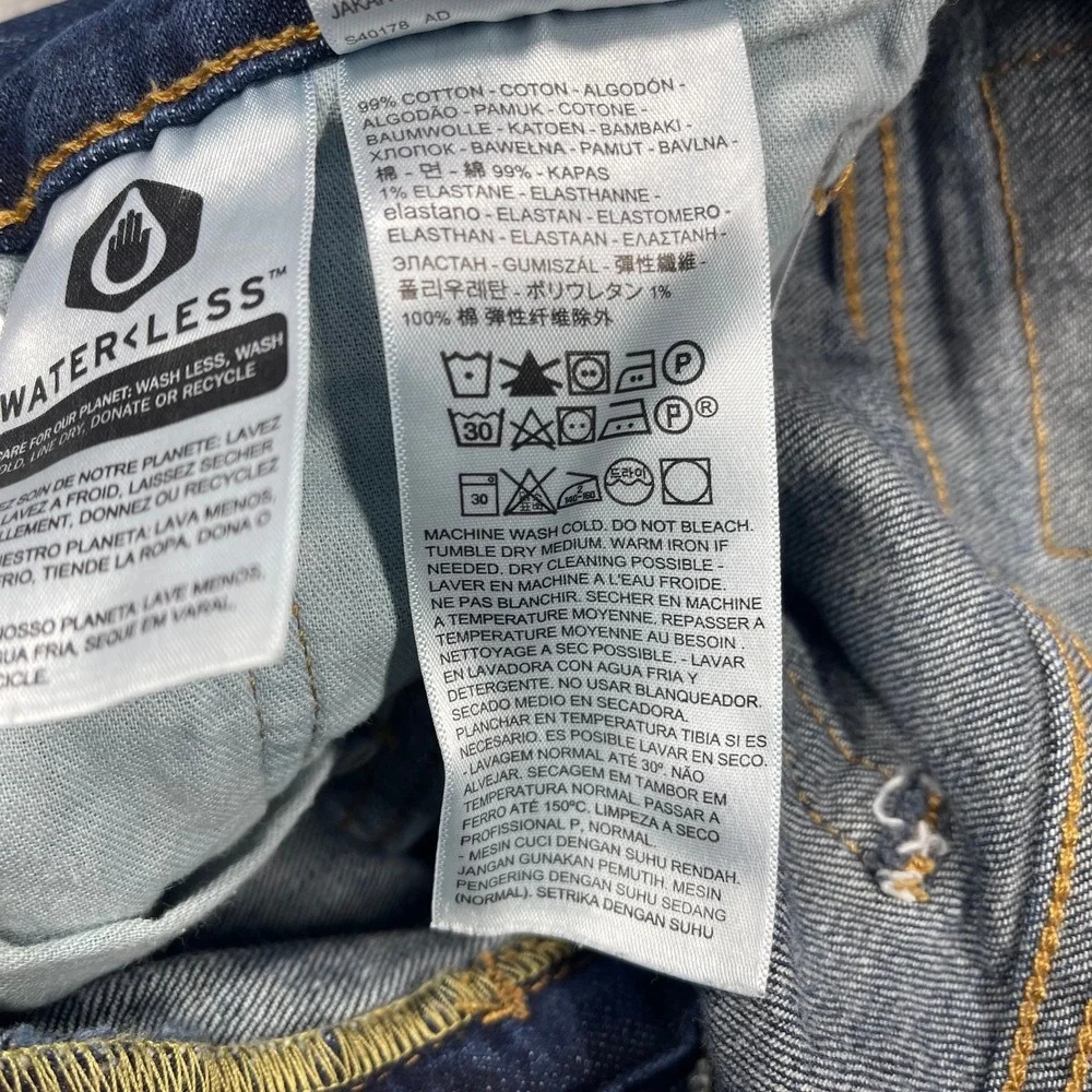 Levi Strauss 569 Jeans Mens 33x32 Blue WaterLess Straight Leg Dark Wash Denim